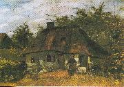 Vincent Van Gogh Farmhouse and Woman with Goat oil painting reproduction